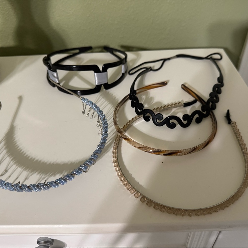 Set of 5 Stylish Headbands in Black, Blue, and Brown